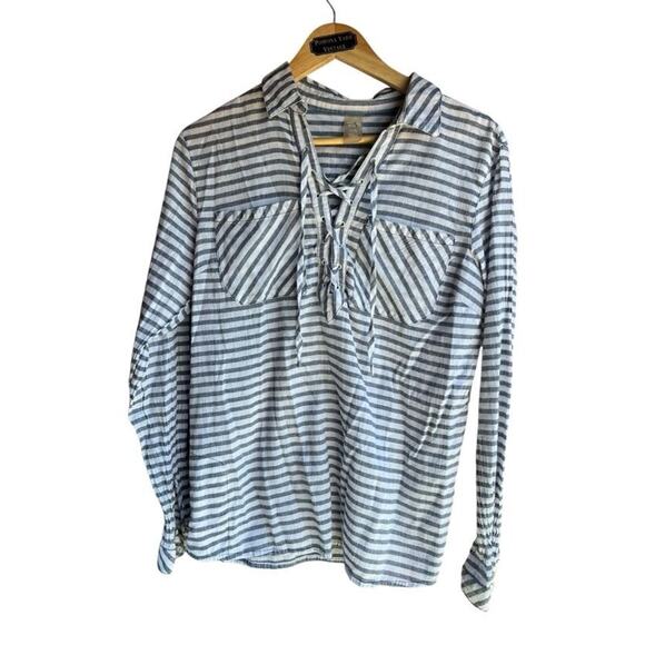 Mountain Hardwear Women's Shirt Long Sleeve Tie 2 Pockets Stripe Size Large - Picture 1 of 5